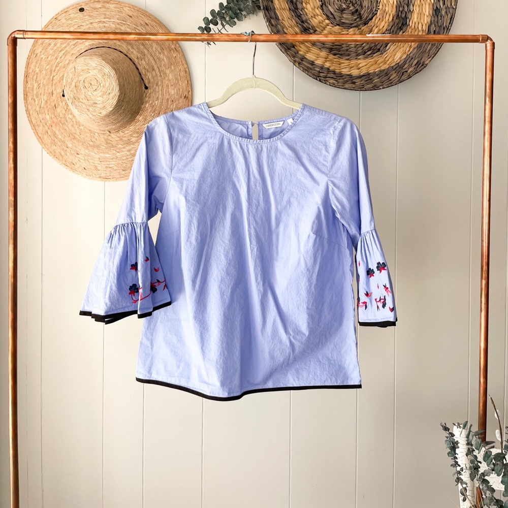 Cover Story Indigo Bell Sleeve Blouse